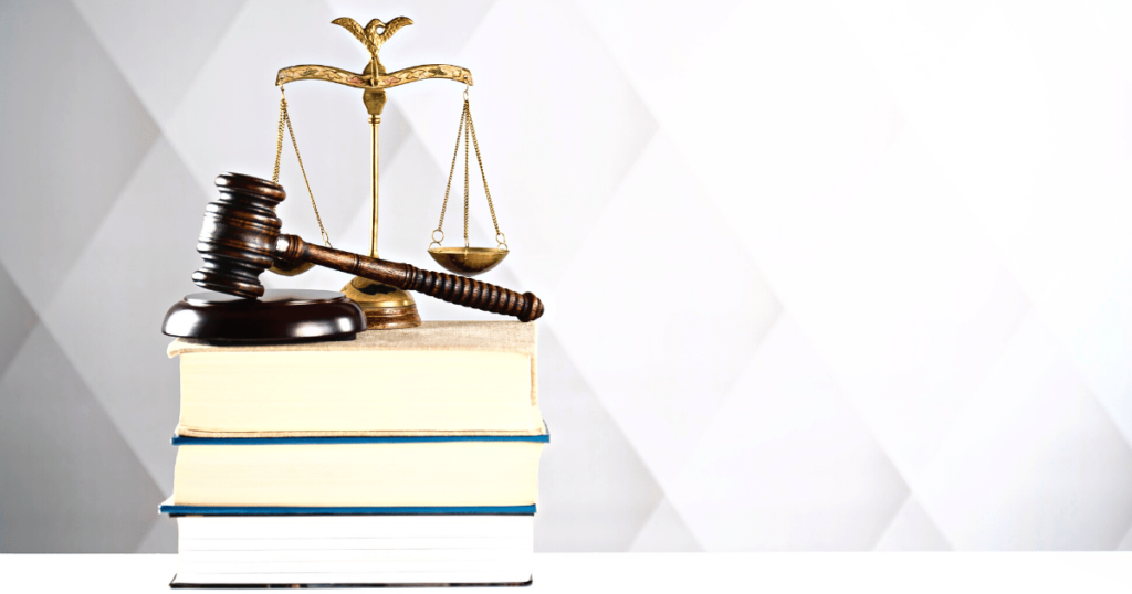 Picture of law books and gavel to demonstrate illegal interview questions as a red flag