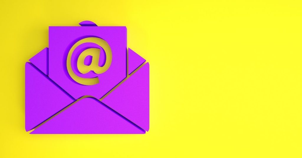 email symbol on yellow background