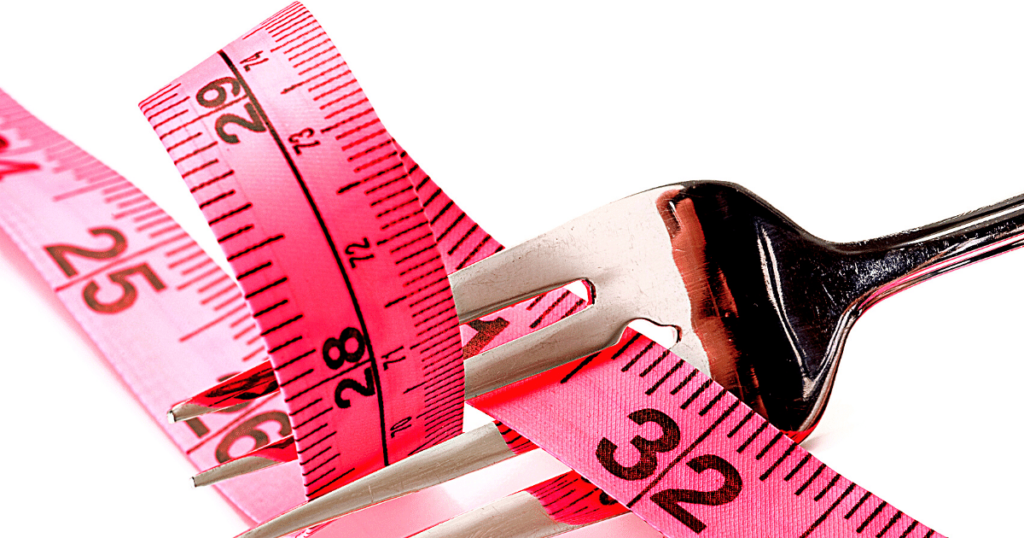 fork wrapping a measuring tape to show the horrible jobs in diet culture